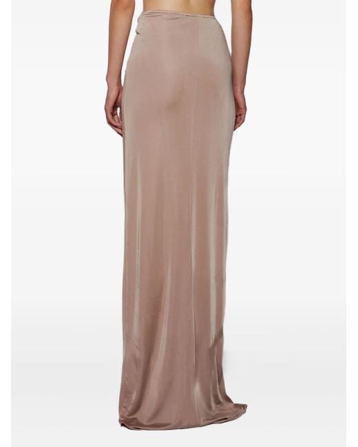 The New Arrivals Ilkyaz Ozel Natural Twisted-Detail Maxi Skirt