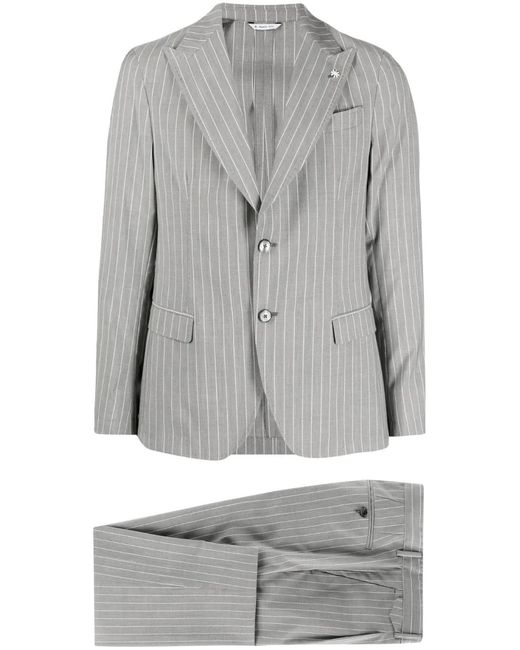 Manuel Ritz Gray Pinstripe-Pattern Single-Breasted Suit for men