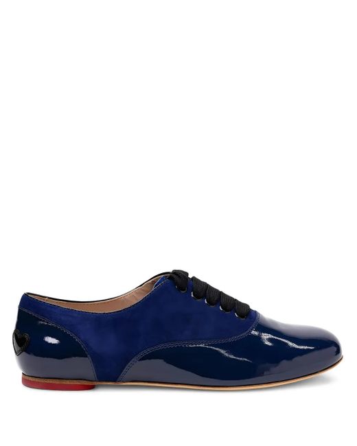 Hogan Blue Patent Heart Detail Oxford Shoes