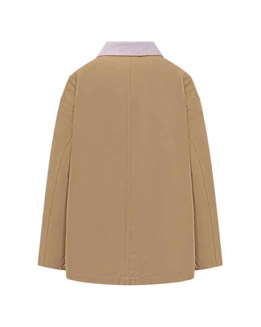 Casablanca Natural Leather-Collar Patch-Pocket Jacket