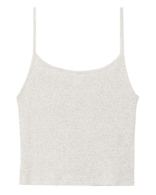 Re/done White Pointelle Spaghetti-Strap Top