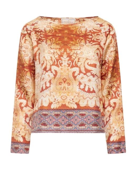 Blusa A Fiori Con Maniche Lunghe di Pierre Louis Mascia in Pink