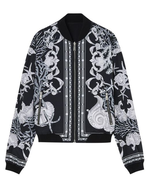 Versace Black Watercolour Couture-print Reversible Bomber Jacket for men
