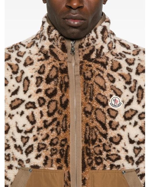 Chaleco con estampado de leopardo Moncler de hombre de color Brown