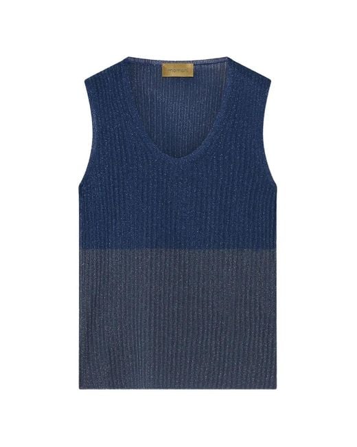 Momoní Blue Blioa Ribbed-Knit Top