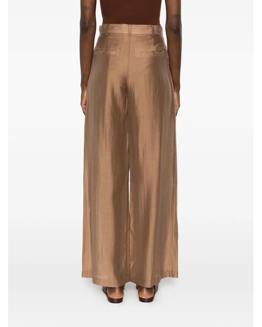 SOLOTRE Brown Pleated Trousers