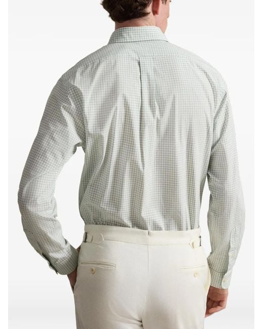 Polo Ralph Lauren White Pony-Embroidered Checked Shirt for men