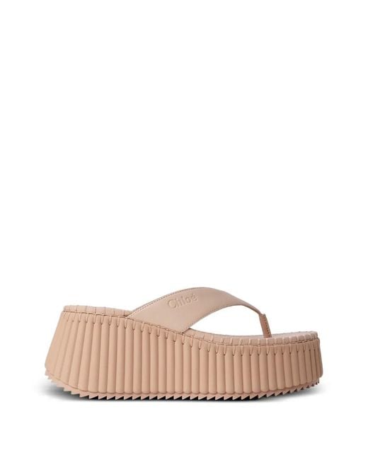 Chloé Pink Logo-Debossed Sandals