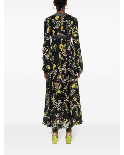 Giambattista Valli Black Floral-print Maxi Dress