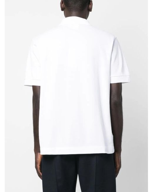 Lacoste White Logo-Appliqué Short-Sleeve Polo Shirt for men