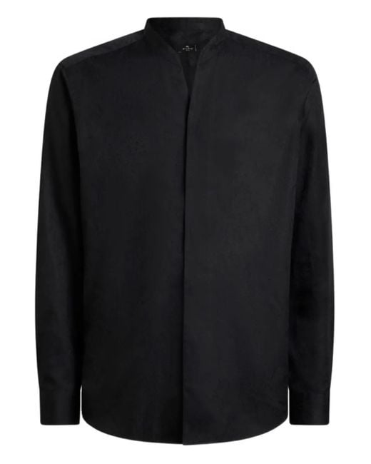 Etro Black Paisley-Motif Jacquard Shirt for men