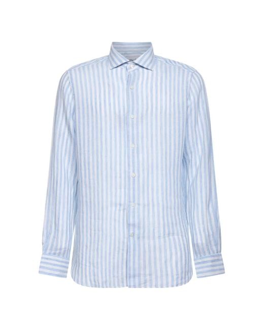 D4.0 Blue Buttoned Striped Shirt for men