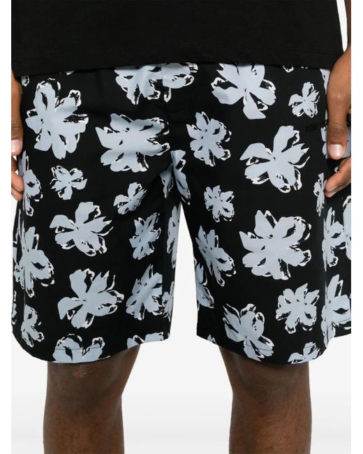 メンズ Karl Lagerfeld Flower-print Shorts Black