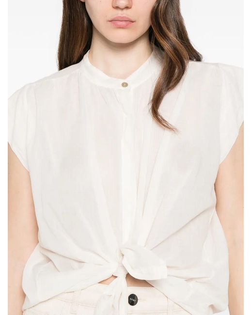 Dixie White Knot-Front Shirt