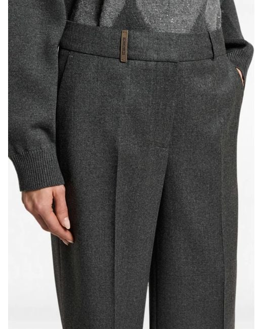 Peserico Black Pressed-Crease Trousers