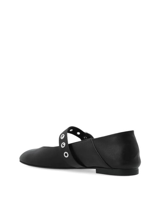 Stuart Weitzman Black Leather Ballet Flats