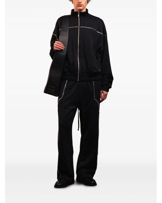 ROUGH Black Stud-Detail Track Jacket for men