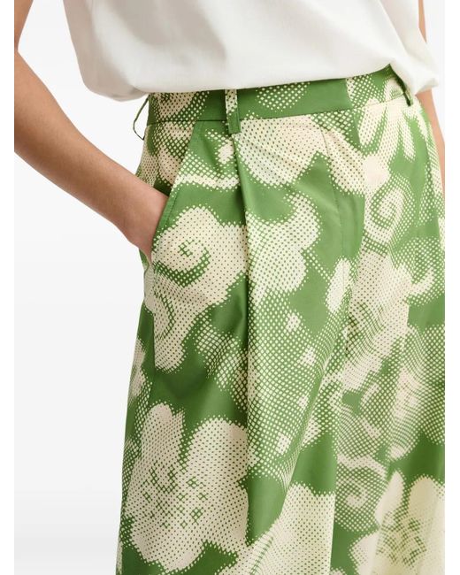 Essentiel Antwerp Green Pleated Printed Trousers