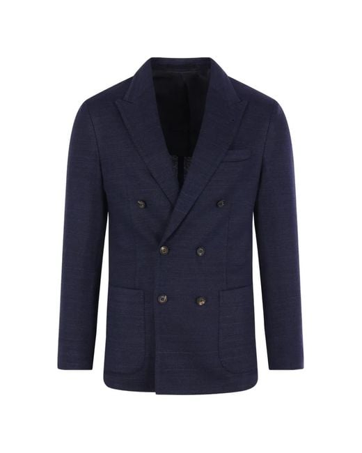 Eleventy Blue Double-Breasted Blazer for men