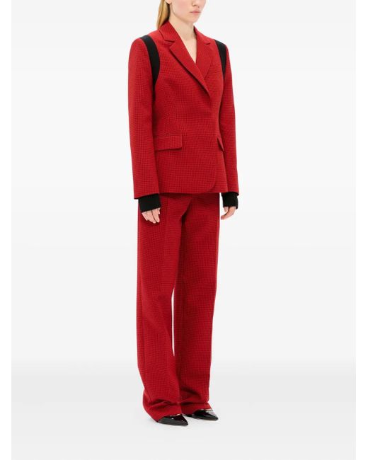 MSGM Red Check-Print Trousers
