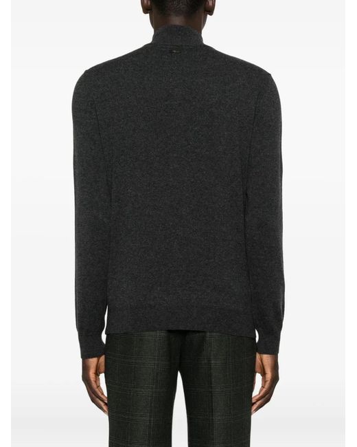 Corneliani Black High-Neck Half-Zip Sweater for men