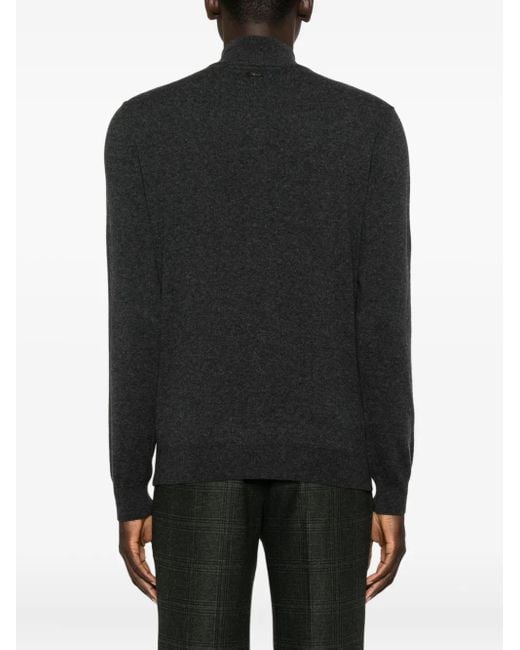Corneliani Black High-Neck Half-Zip Sweater for men