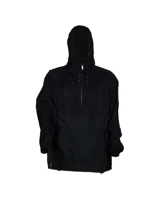 Valentino Garavani Black Logo-Patch Hooded Jacket