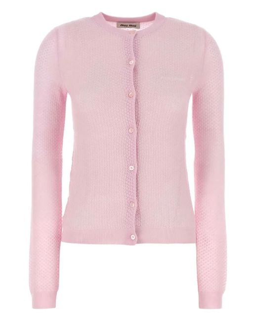 Miu Miu Gebreid Vest Met Stippen in het Pink