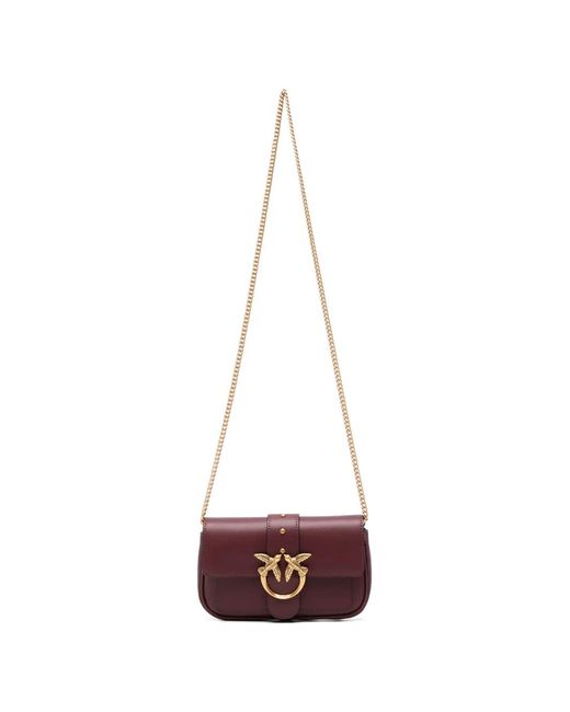 Pinko White Small Love Birds Leather Shoulder Bag