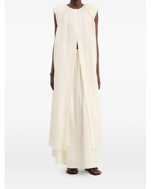 Loulou de Saison White Button-Fastening Midi Dress