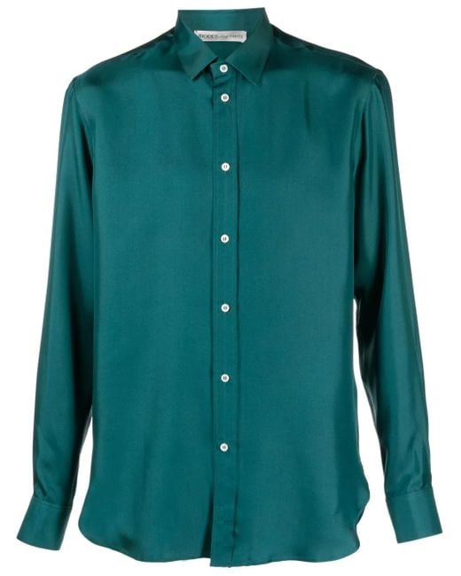 MODES GARMENTS Green Buttoned Silk Shirt