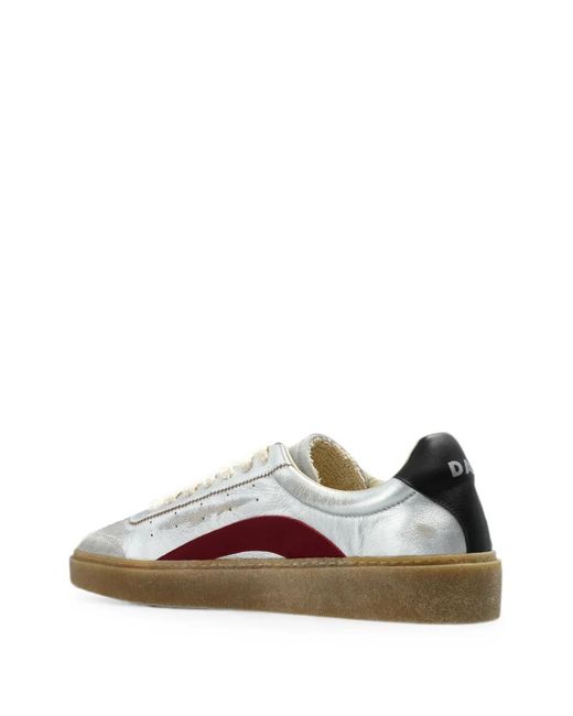 DSquared² Brown Metallic-Effect Leather Sneakers for men