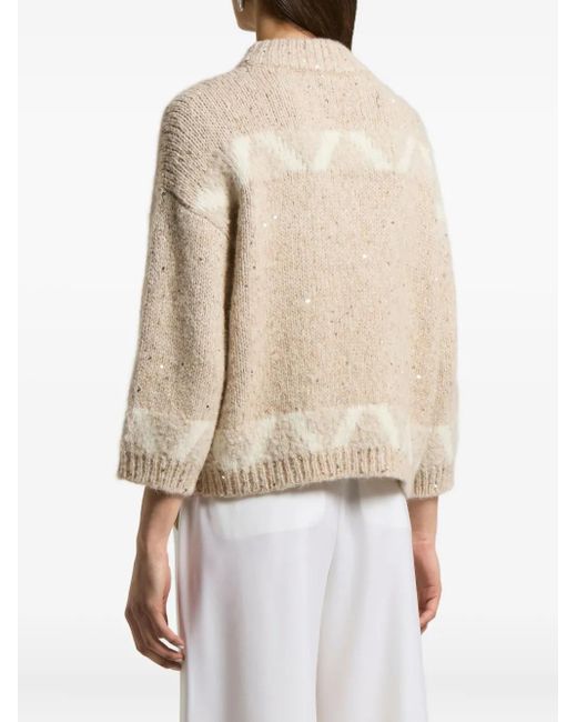 Peserico White Star-Pattern Sweater