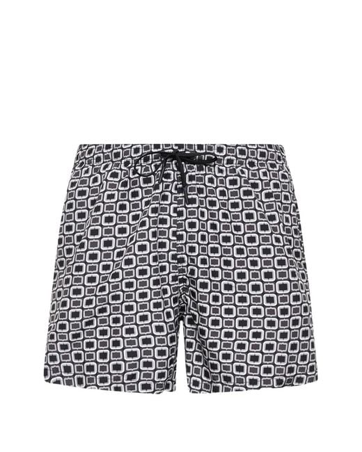 Tagliatore Gray Elasticated Graphic Print Swim Shorts for men