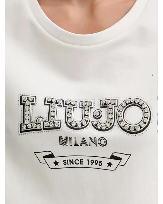 Liu Jo White Embellished Graphic Sweatshirt