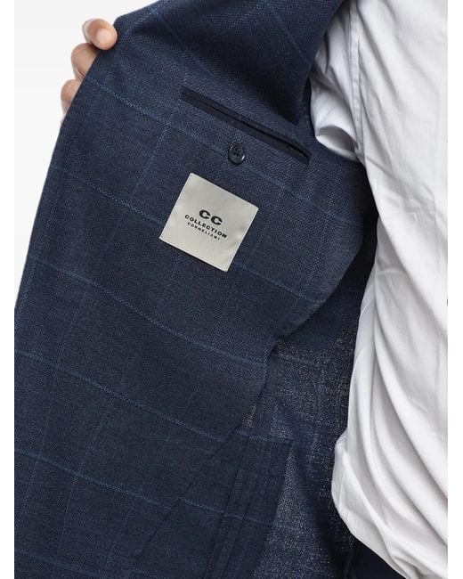 Corneliani Blue Checked Single-Breasted Blazer for men