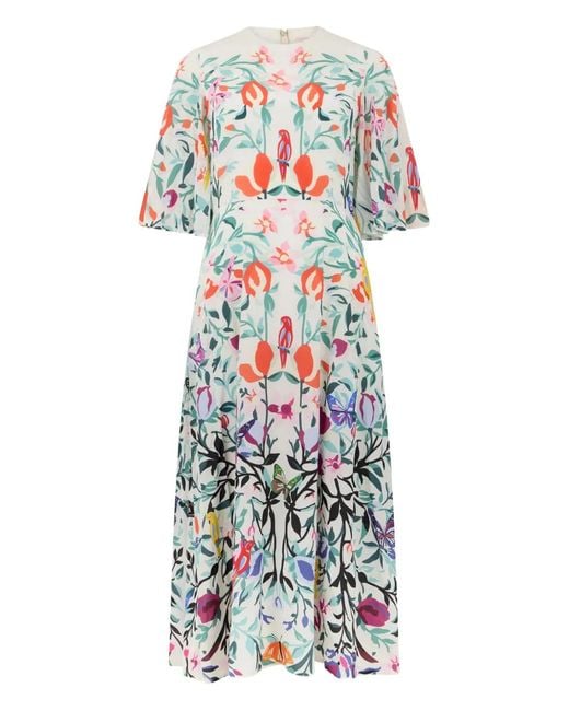 Valentino Garavani White Floral-Print Midi Dress