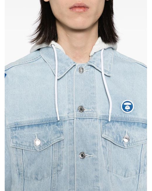 Aape By A Bathing Ape Blue Logo-Patch Hooded Jacket for men
