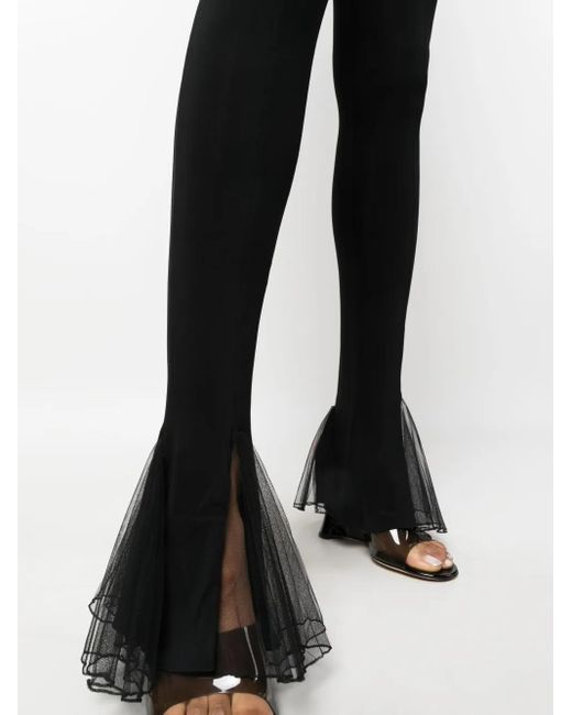 Nensi Dojaka Black Tulle-Detail Flared Trousers