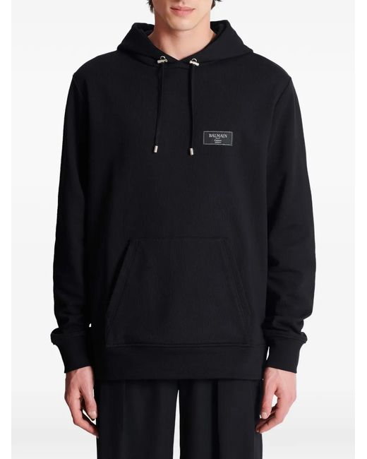 Balmain Blue Iconic Cotton Hoodie for men
