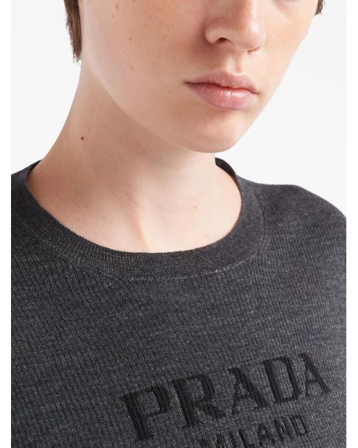 Prada Blue Superfine Wool Crew-neck Sweater