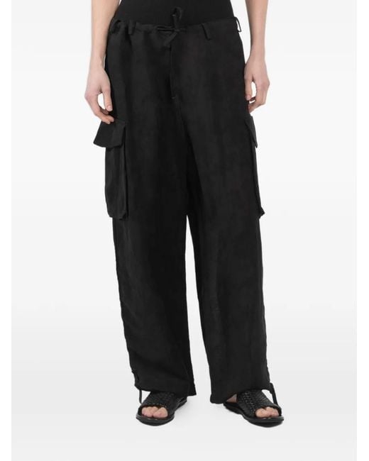 Masnada Black Drawstring Cargo Pants