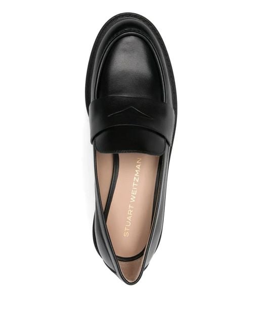 Stuart Weitzman Black Penny Leather Loafers