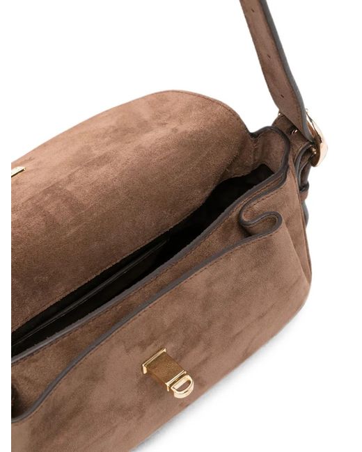 Sandro White Suede Twist-Lock Shoulder Bag