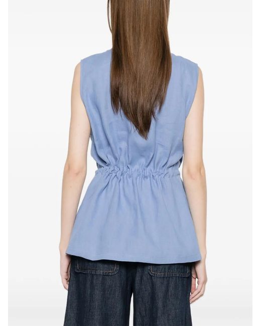 Giorgio Armani Blue Drawstring Top