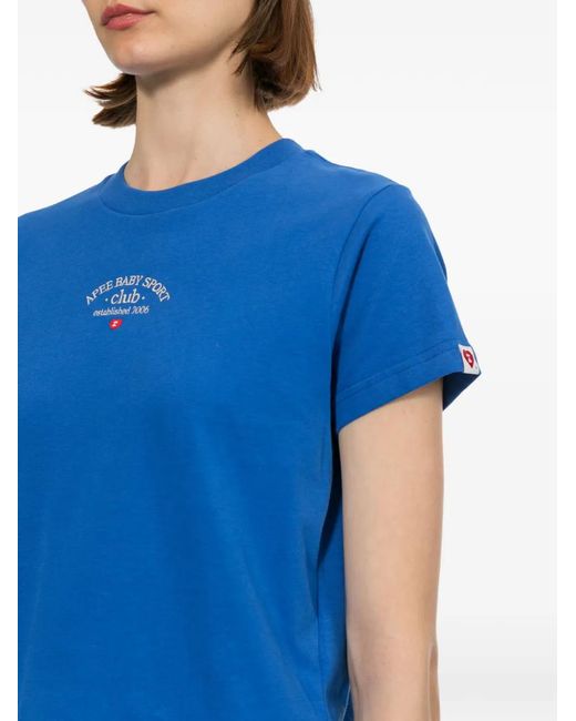 AAPE BY A BATHING AP Blue Logo Embroidered T-Shirt