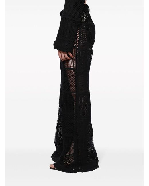 Roberta Einer Black Crochet-knit Wide-leg Trousers
