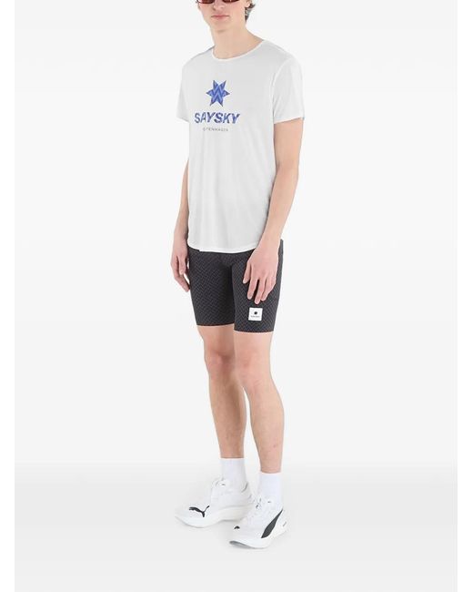 Saysky White Flow Logo-Print T-Shirt for men