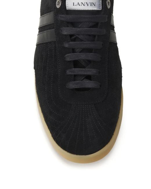 Lanvin Black Low-Profile Sneakers With Textured Detailing for men