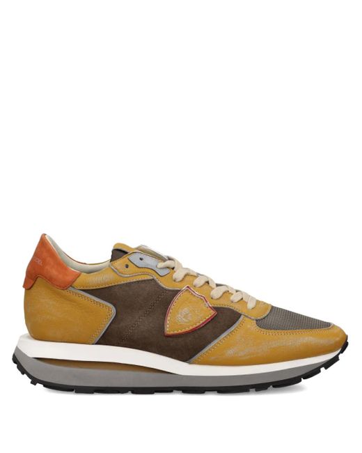 Philippe Model Brown Colour-Blocked Running Sneakers for men